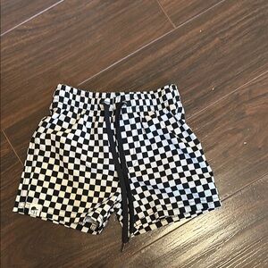 George Hats Checkered Black and White Swim Shorts